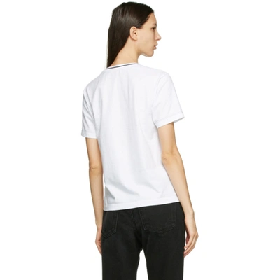 Shop Fendi White Embroidered Logo T-shirt In F0znm White