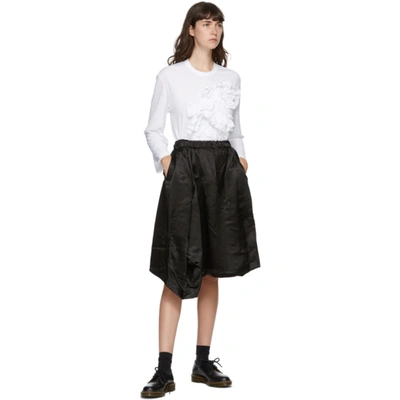Shop Comme Des Garçons Comme Des Garçons Black Silk Satin Midi Skirt In 1 Black