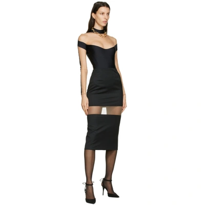 Shop Mugler Black Segmented Mid-length Skirt In 1999 Black
