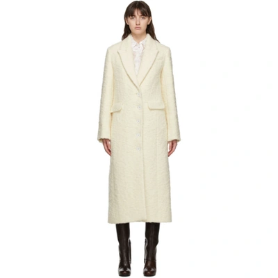 Shop Nina Ricci Off-white Textured Wool Coat In U1025 Off