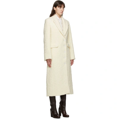 Shop Nina Ricci Off-white Textured Wool Coat In U1025 Off
