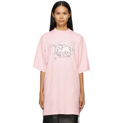 Shop Vetements Pink Magic Unicorn T-shirt In Baby Pink