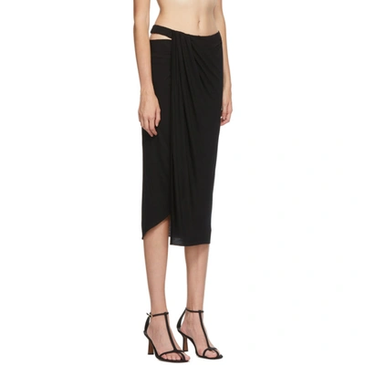 Shop Helmut Lang Black Ruched Jersey Skirt