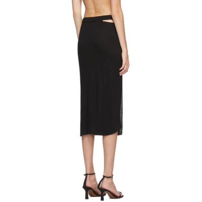 Shop Helmut Lang Black Ruched Jersey Skirt