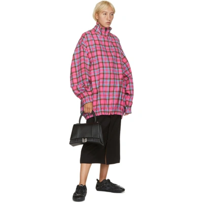 Shop Balenciaga Pink Flannel Checkered Oversized Zip-up Jacket In 5630 Pink