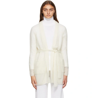 Shop Max Mara Leisure Off-white Mohair Liuto Cardigan In 001 White