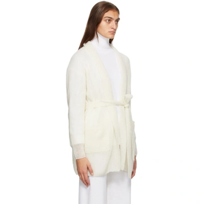 Shop Max Mara Leisure Off-white Mohair Liuto Cardigan In 001 White