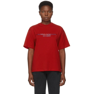Shop Opening Ceremony Red Embroidered Text Logo T-shirt In Dragon Red
