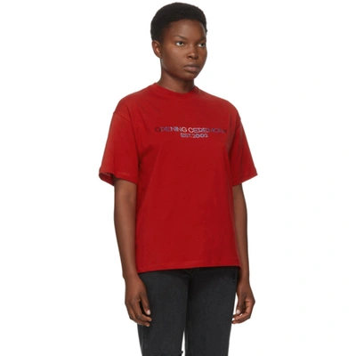 Shop Opening Ceremony Red Embroidered Text Logo T-shirt In Dragon Red