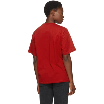 Shop Opening Ceremony Red Embroidered Text Logo T-shirt In Dragon Red