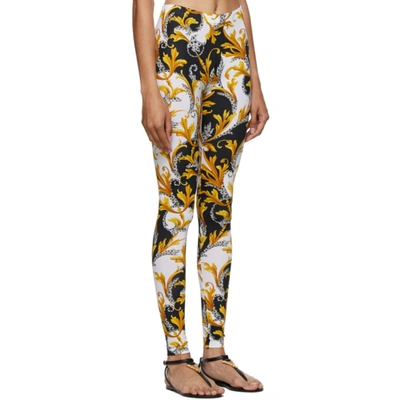 Shop Versace Black & White Barocco Leggings In A7027 Bk/wh