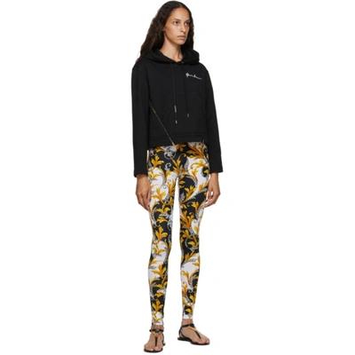 Shop Versace Black & White Barocco Leggings In A7027 Bk/wh