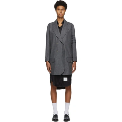 Shop Thom Browne Grey Wool & Cashmere Unconstructed 4-bar Coat In 035 Med Gre