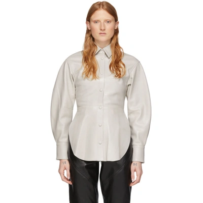 Shop Isabel Marant Off-white Leather Xiao Shirt In 20ck Chalk