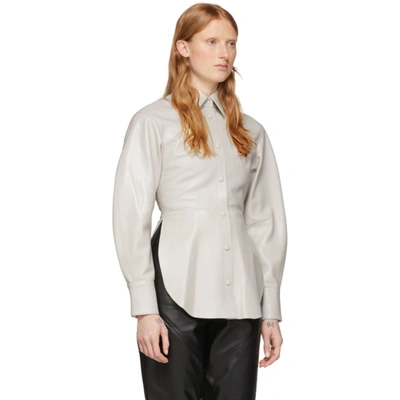 Shop Isabel Marant Off-white Leather Xiao Shirt In 20ck Chalk