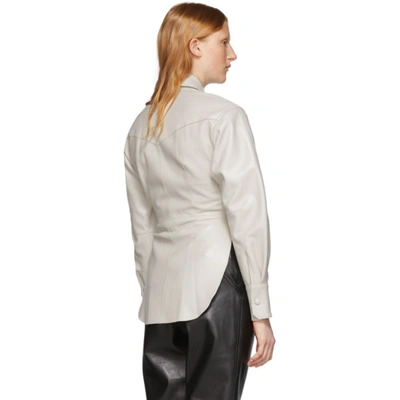 Shop Isabel Marant Off-white Leather Xiao Shirt In 20ck Chalk