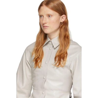 Shop Isabel Marant Off-white Leather Xiao Shirt In 20ck Chalk