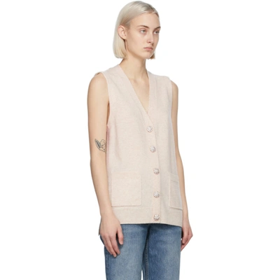 Shop Ganni Beige Cashmere Knit Vest In 196 Brazili