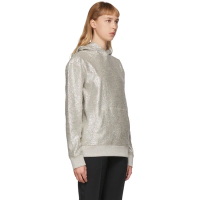 Shop Saint Laurent Silver Shiny Hoodie In 9773 Silver