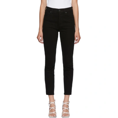 Shop Citizens Of Humanity Black Olivia Slim Jeans In Sueded Blk