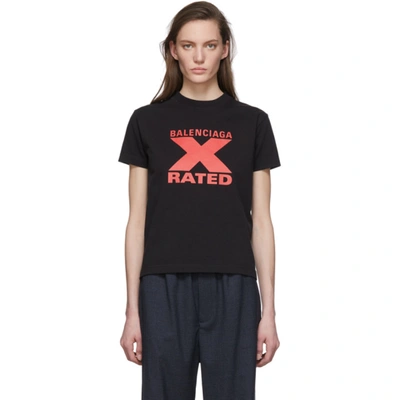 Shop Balenciaga Black X-rated Fitted T-shirt In 1076 Blk/rd