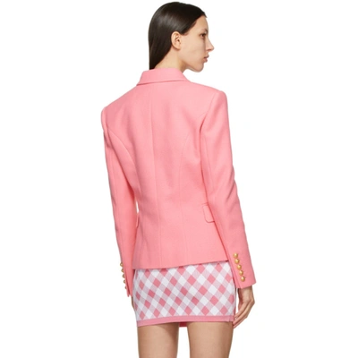 Shop Balmain Pink Piqué Six-button Blazer In 4kh Rose