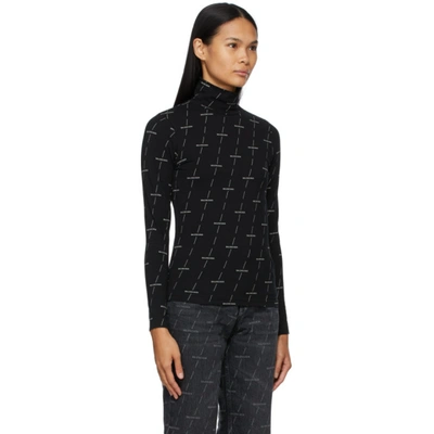 Shop Balenciaga Black & Grey Allover Logo Turtleneck In 1269 Blk/gy