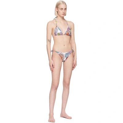 Shop Versace White Medusa Amplified Print Bikini Bottoms In 5w000 Gold