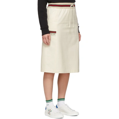 Shop Gucci Off-white Canvas Panama Skirt In 9381 Ivory