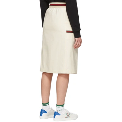 Shop Gucci Off-white Canvas Panama Skirt In 9381 Ivory