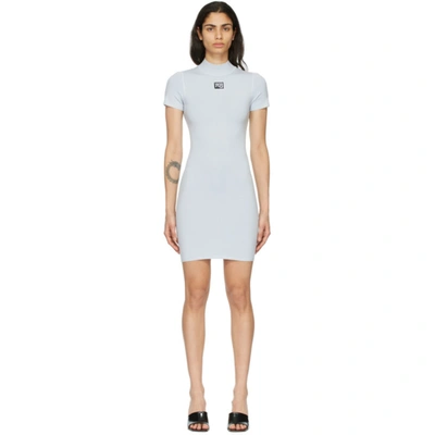 Shop Alexander Wang T Blue Logo Patch Bodycon Dress In 454 Xenon