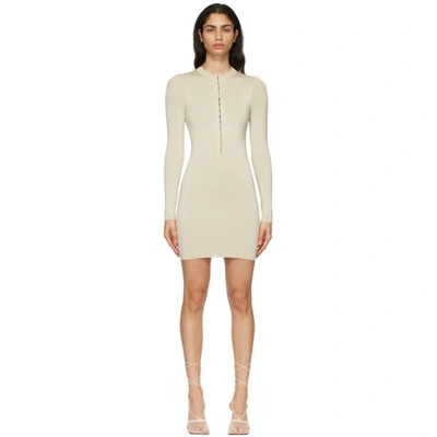 Shop Dion Lee Beige Open Neck Mini Dress In Wheat