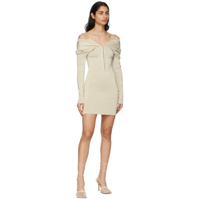 Shop Dion Lee Beige Open Neck Mini Dress In Wheat