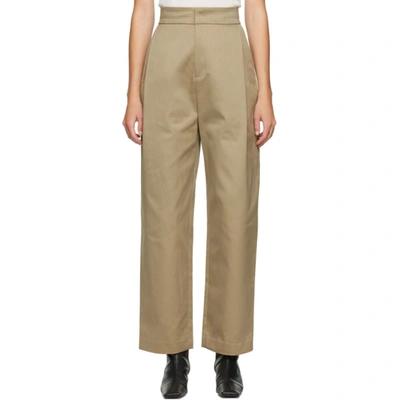 Shop Amomento Beige Martin Twill Tousers