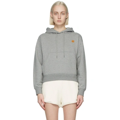 Shop Kenzo Grey Boxy Tiger Crest Hoodie In 95 Dove