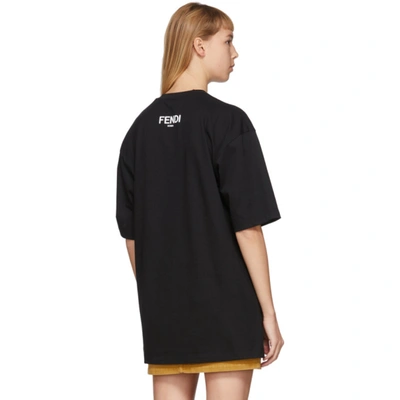 Shop Fendi Black Oversized 'gloria' T-shirt In F0gme Black