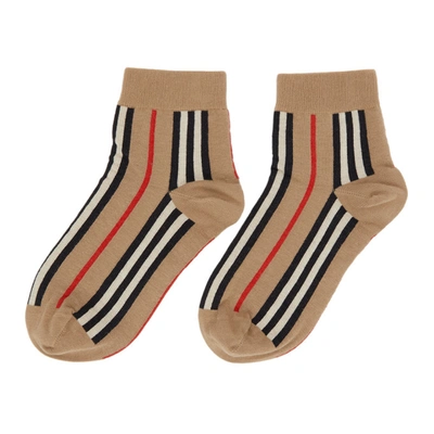 Shop Burberry Beige Intarsia Ankle Socks In Archive Bei