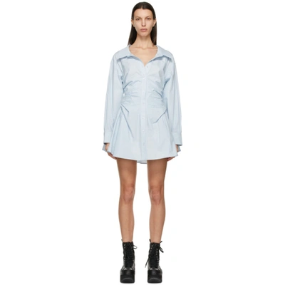 Shop Alexander Wang T Alexanderwang.t Blue Cotton Cinched Shirt Dress In 454 Xenon