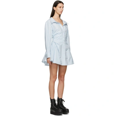 Shop Alexander Wang T Alexanderwang.t Blue Cotton Cinched Shirt Dress In 454 Xenon