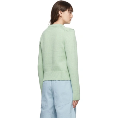 Shop Tibi Green Yarn Shrunken Sweater In Green Latte