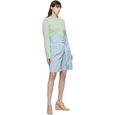 Shop Tibi Green Yarn Shrunken Sweater In Green Latte