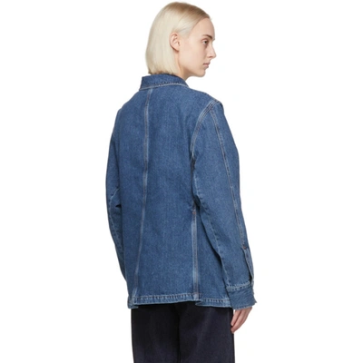 Shop Totême Blue Denim Army Jacket In 405 Washedb