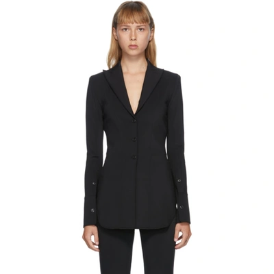 Shop Alexander Wang Black Fitted Pointed Collar Shirt In 001 Black