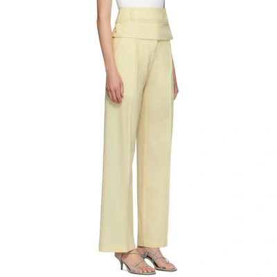 Shop Christopher Esber Yellow Wool Double Belted Trousers In Butter