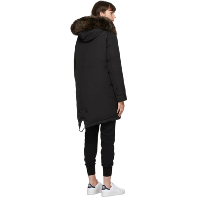 Shop Yves Salomon Black Down Hooded Coat In A0547 Noir