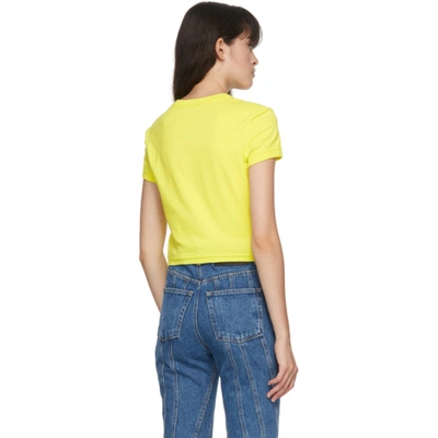 Shop Versace Jeans Couture Yellow Cropped Logo T-shirt In E119 Green