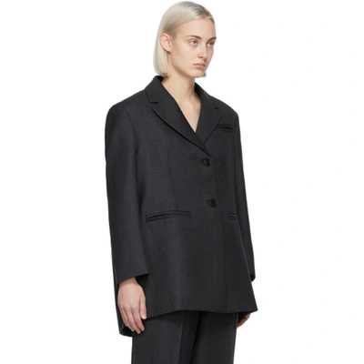 Shop Ganni Grey Wool Suiting Oversized Blazer In 252 Phantom