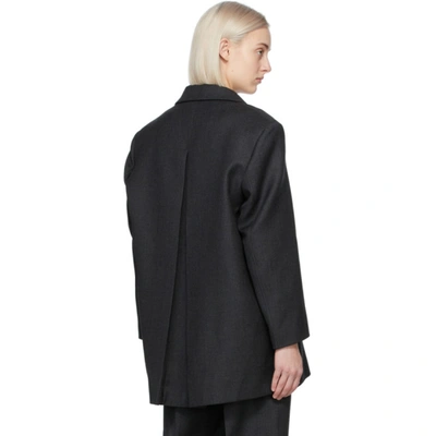 Shop Ganni Grey Wool Suiting Oversized Blazer In 252 Phantom