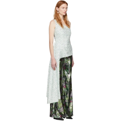 Shop Halpern Green & White Sequin Single-shoulder Tank Top In Ice