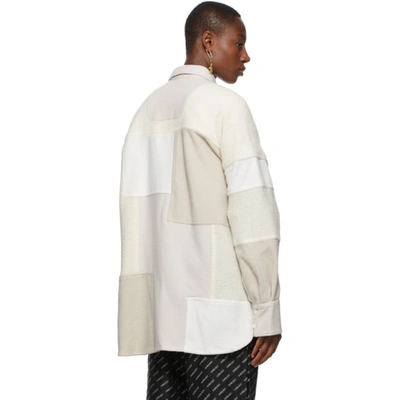 Shop Ambush Off-white Patchwork Shirt Jacket In White Multi